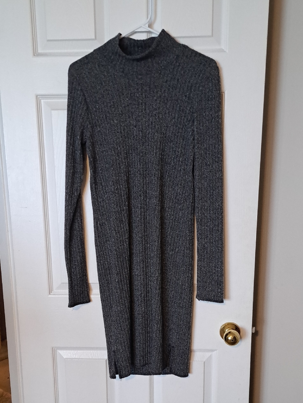 Wilfred Charcoal Ribbed Turtleneck Knit Dress